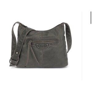 DS Handbags Washed Large Crossbody with Front Zip Pockets 9546Q